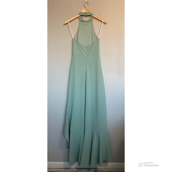 Lulus Small Majestic Perfection Sage Green Ruffled Halter Maxi Dress NWT - Picture 7 of 17